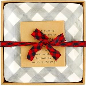 Gray Buffalo Plad Cheese Plate Set